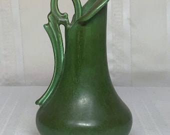 Hampshire Pottery, Cucumber Matte Green, Ewer, Pitcher Vase, Very Nice, HTF Form