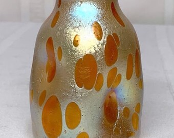 Loetz, Gold Candia Silberiris Astraea Vase, Pinched Form, Pontil, Fire Polished