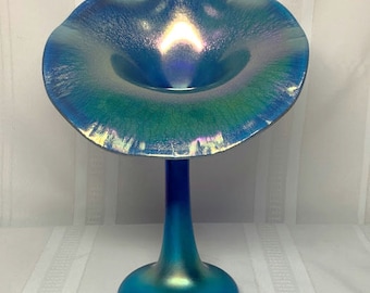 Phoenix Studios, Beautiful Blue Jack In The Pulpit Vase, Peacock Feather, Nice~~~