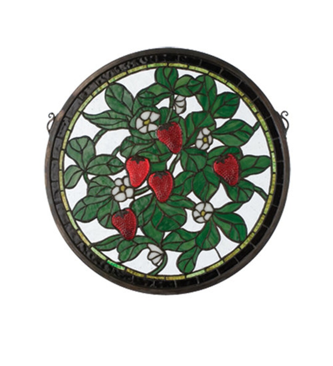 Small Berry Window Rings Strawberry Leaded Glass Window, Copper Foil, Molded Realistic Glass ...