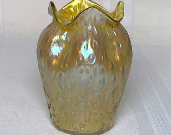 Loetz, Gold Candia Diaspora, Pinched Dimpled Flower Form, Nice Organic Shape