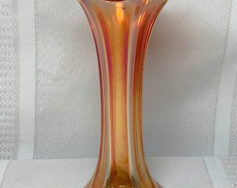 Imperial Carnival Glass Marigold Morning Glory Vase, Nice Iridescence~~~