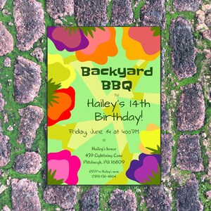 Printable Barbeque Invite - Backyard Birthday Party - Tropical BBQ Birthday Invite - Birthday Invite Template - Summer Birthday Invitation