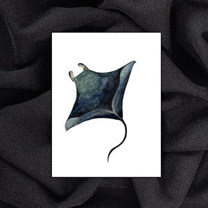 Mantarochen Aquarell Digitaldruck - Stachelrochen Malerei - Blauer Manta Rochen Schwimmen - Originale Arbeit - Aquarell Wandkunst