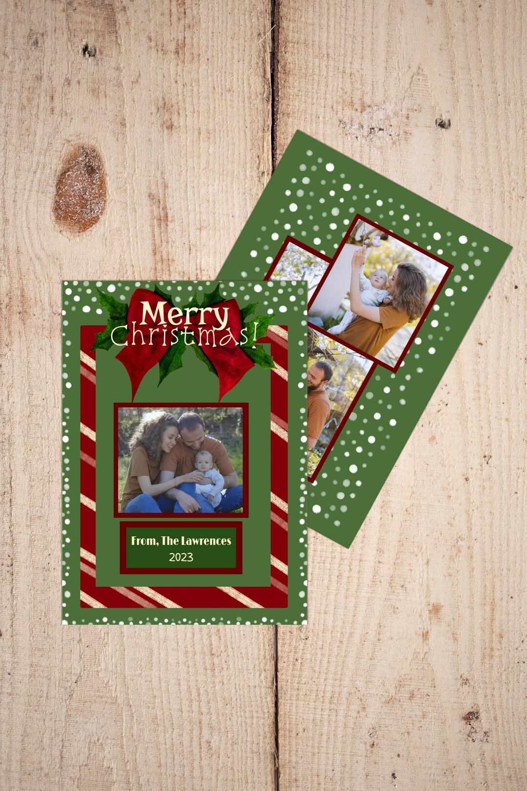 Editable Family Christmas Card Printable Christmas Bow Card Digital ...