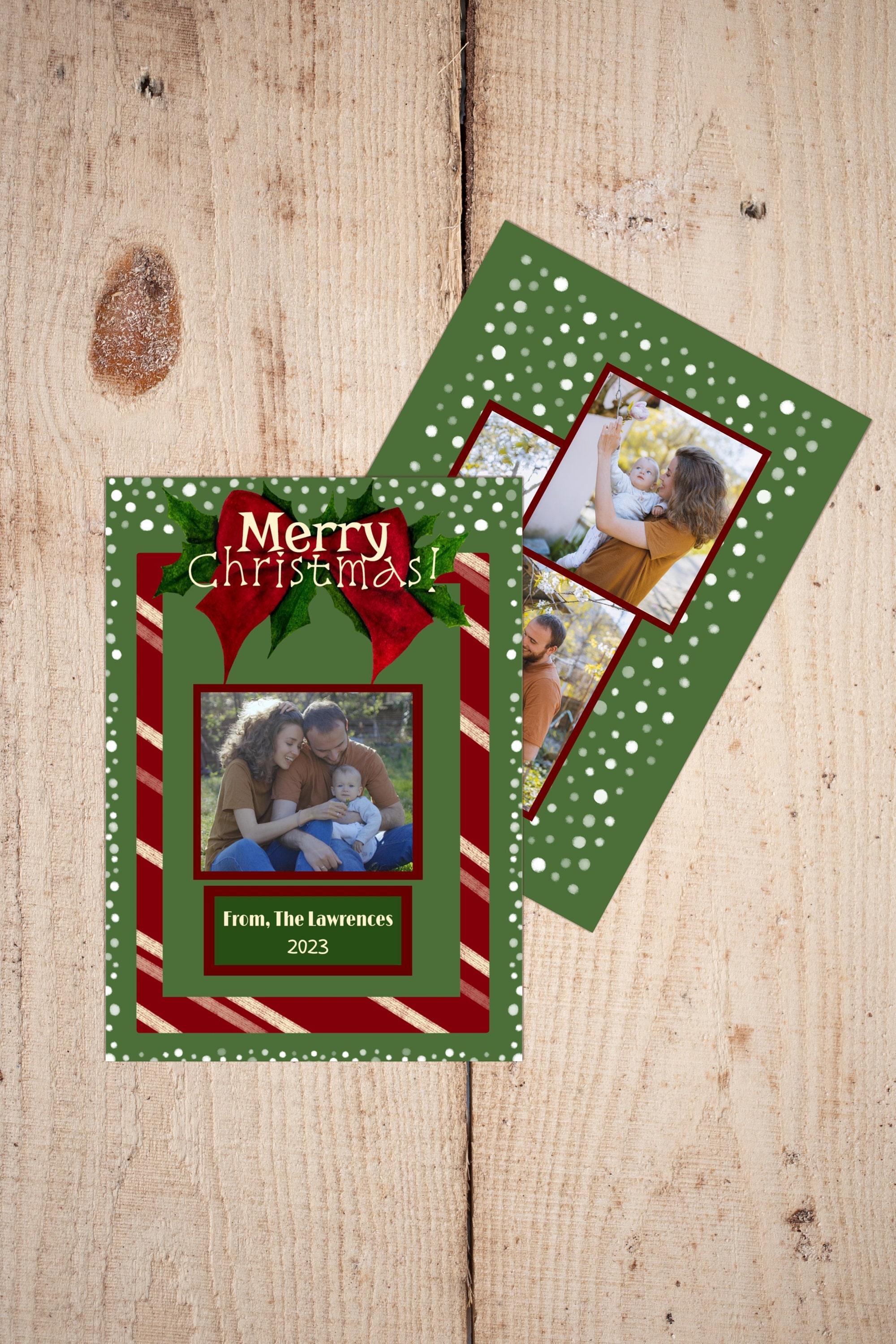 Editable Family Christmas Card Printable Christmas Bow Card Digital