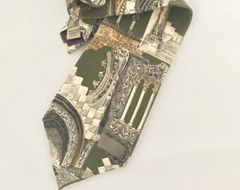 Structure Le Collecsioni Necktie Vintage. Vintage Necktie by Structure Architectural Design. 1980's Necktie Structure Architectural.