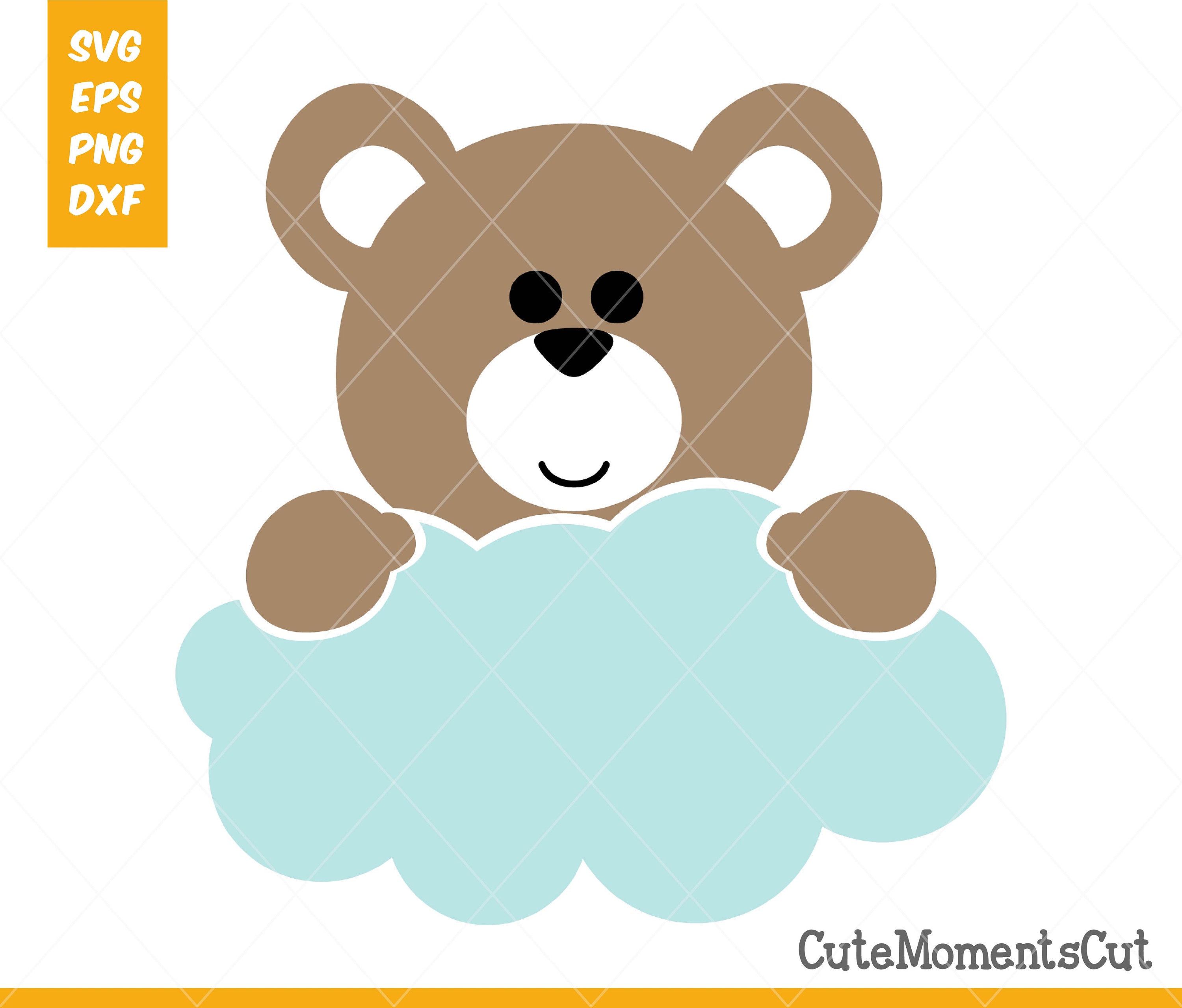 Download Bear In Clouds Bear Svg Baby Shower Baby Bear Cloud Etsy