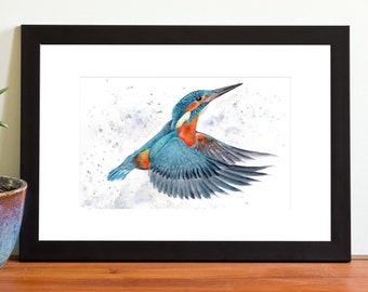 Kingfisher Bird Watercolour Painting - Original Artwork A4 12x8