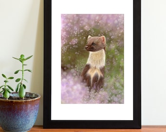 Pine Marten Wildlife Pastel Art Print Multiple Sizes (6x4 8x6 or 12x8)