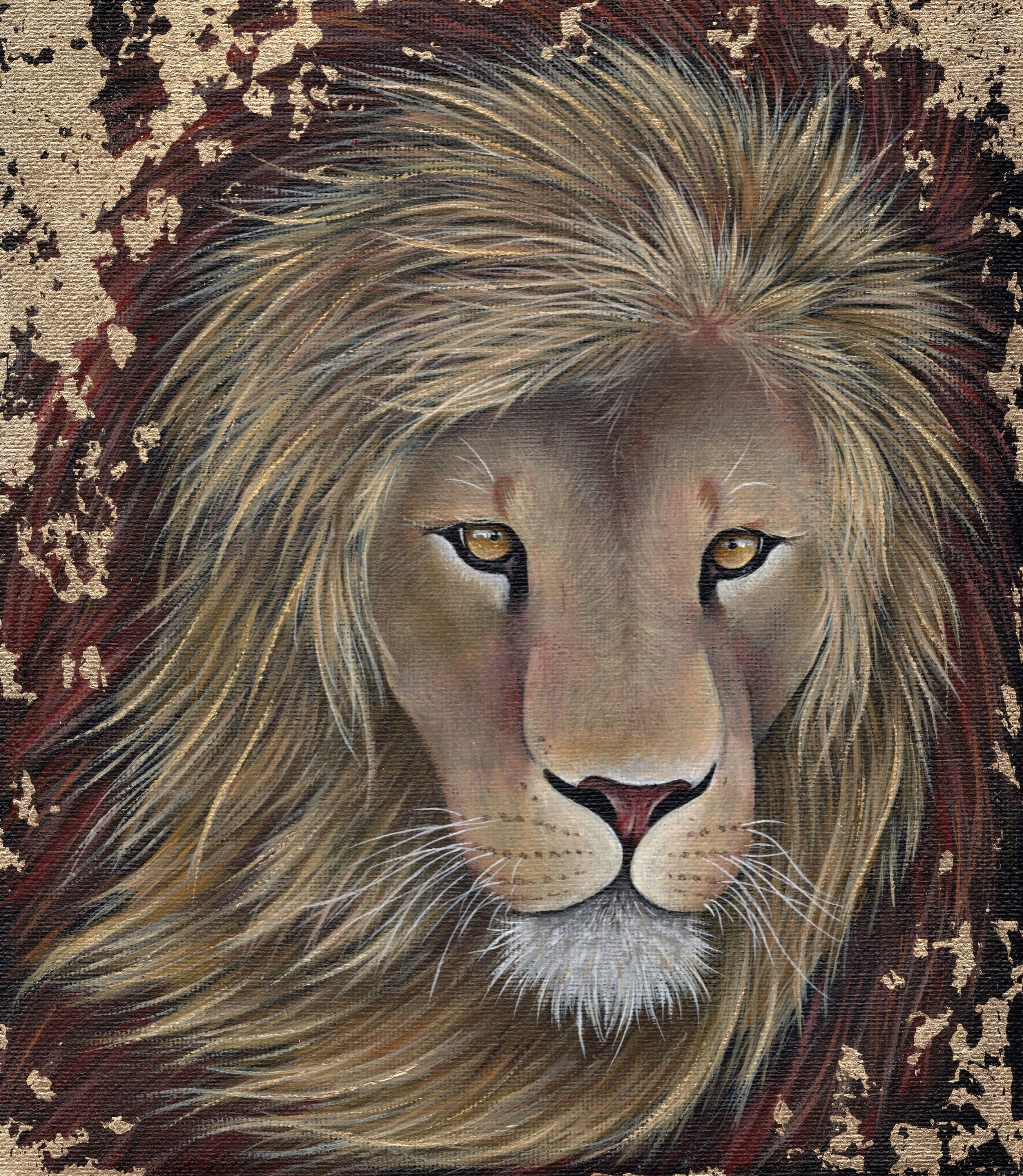 Original painting of a king lion - munimoro.gob.pe