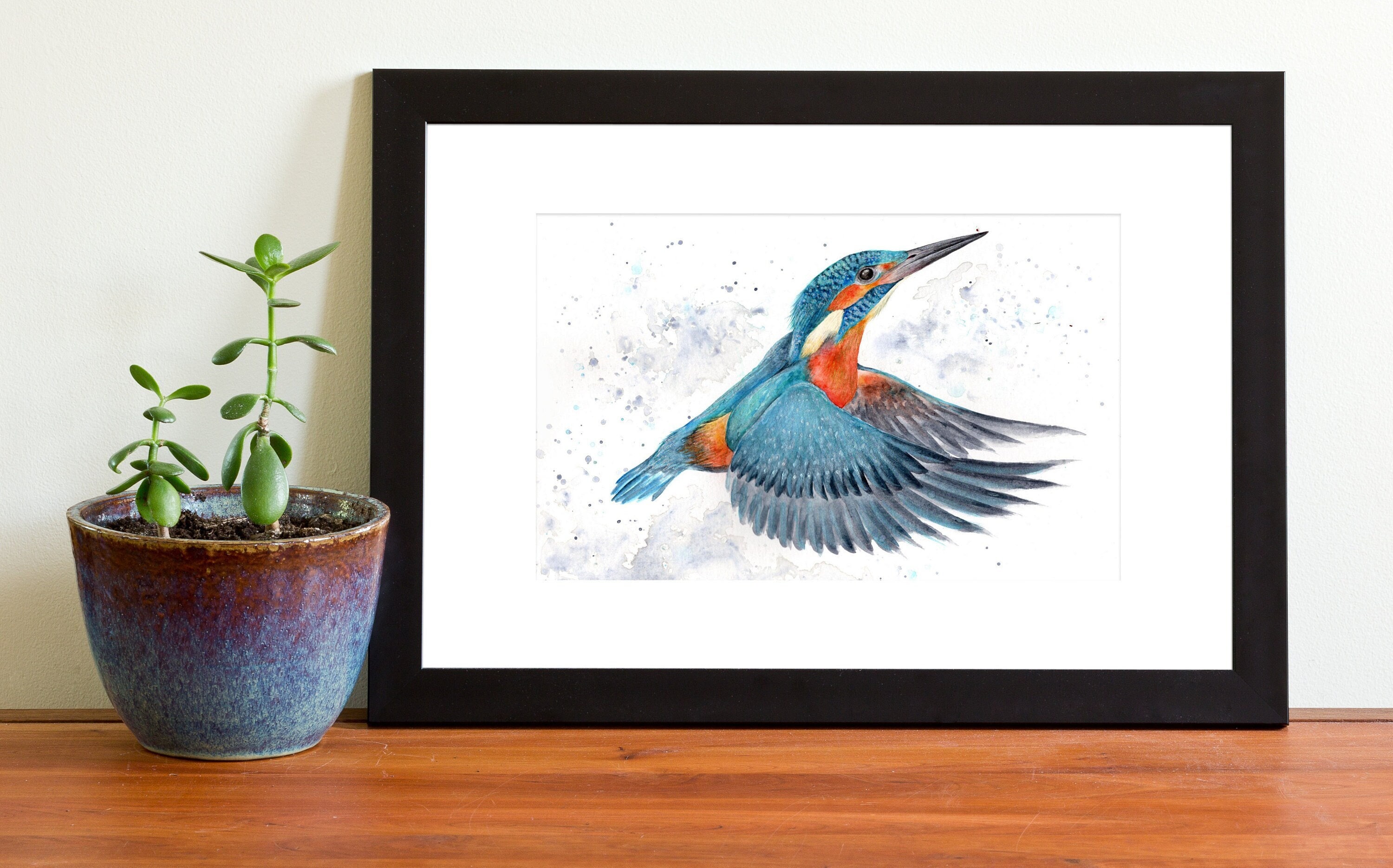 カワセミの鳥の水彩画 - オリジナルアートワーク A4 12x8 - Etsy 日本