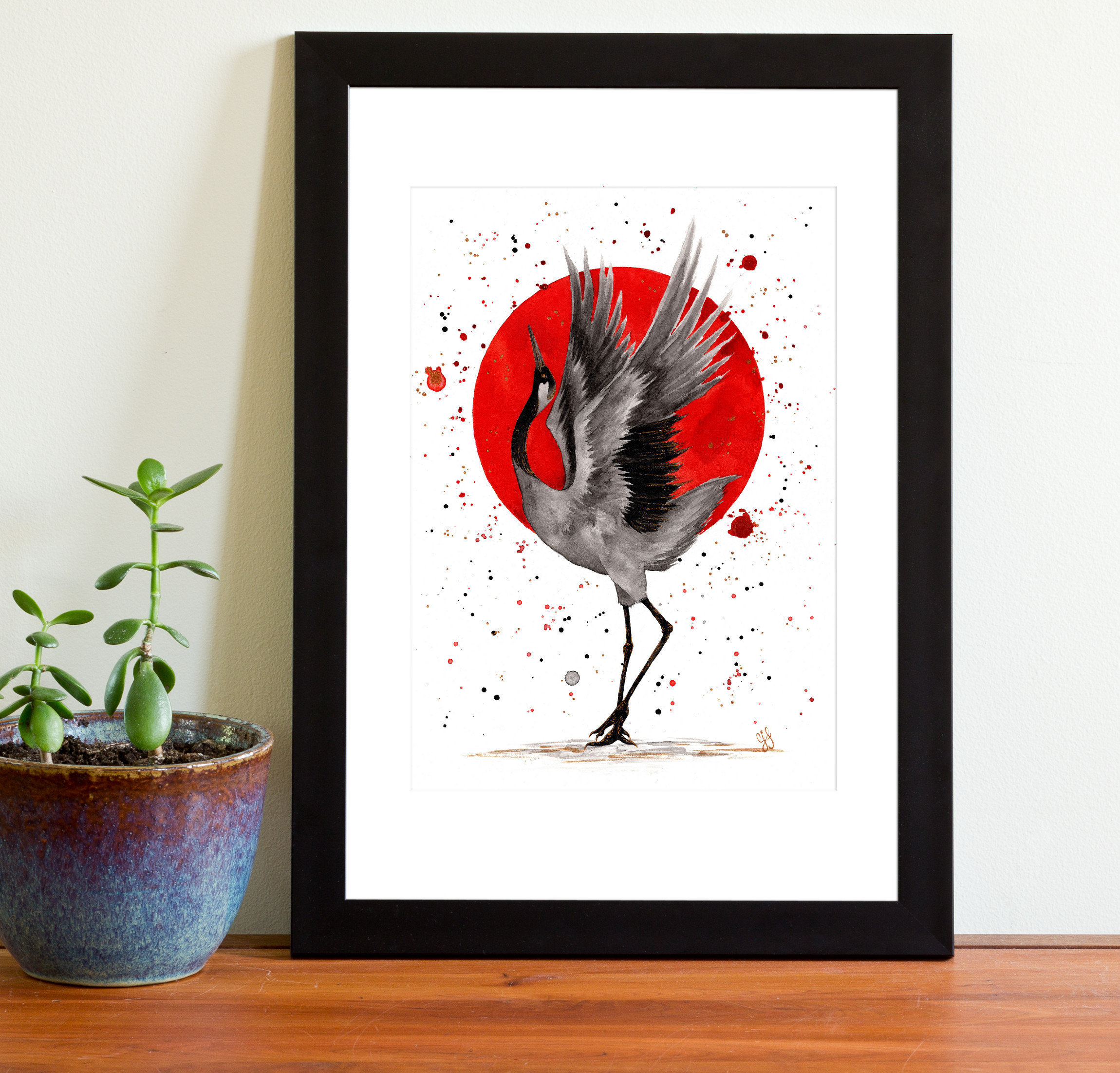 最終値下げ Buy Japanese Style Red-crowned Crane Dance Ink Painting Art アート・デザイン・音楽