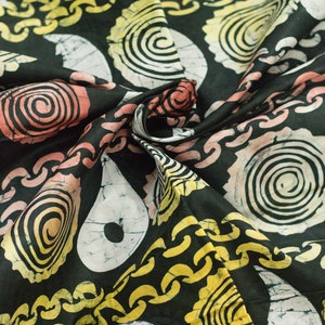 Colourful multi-pattern handmade adire batik, freehand drawing cotton batik fabric sold by the yard