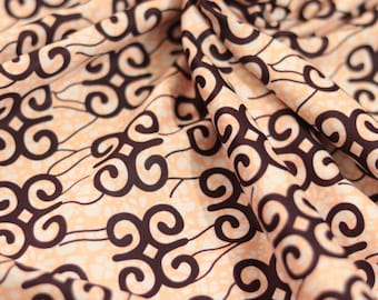 African Print Scuba Fabric: Geometric Swirl Stretch Material