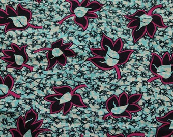 Floral Ankara Cotton Fabric: African Wax Print, Sold By The Yard