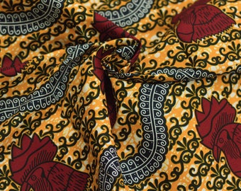 Red Ankara Wax Cotton Fabric: African Print Quilting Fabric By The Yard
