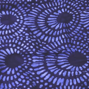 Blue shells handprinted adire fabric sold by the yard, block printed cotton batik fabric