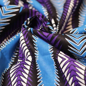 Blauer afrikanischer Wax Print, 100% Baumwolle Ankara Stoff, lose Ware, blauer Baumwollstoff