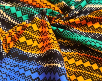 Tela Ankara vibrante: rayas coloridas, 100% algodón - Se vende cortada a medida
