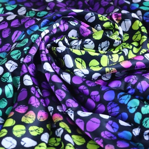 Purple and Green 56&quot;W Satin Silk Adire inspired &quot;DNA&quot; African print fabric sold by the yard