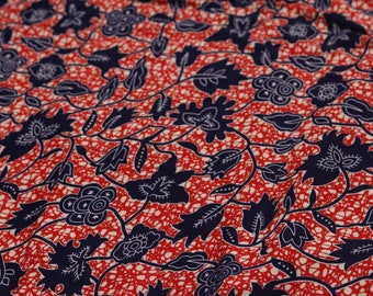 Red leaves african print inspired soft jersey fabric sold by the yard