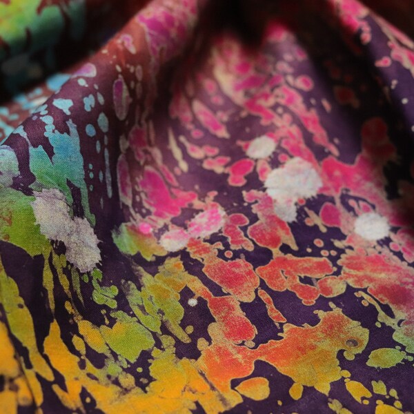 sprinkle marbling adire batik fabric sold by the yard, multicolored fabric handmade Nigerian batik