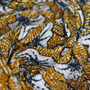 Ankara floral inspired Pleated faux silk fabric, Yellow Ankara fabric