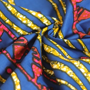 Blauer ethnischer afrikanischer Wachsdruck, 100% Baumwolle ankara Stoff, lose auf Lager verkauft, blauer Baumwollstoff