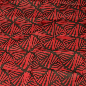 Dark Red Nigerian adire fabric sold by the yard, red geometric block print cotton batik fabric