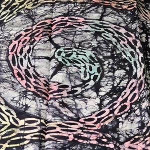 Colourful circle of life  Nigerian adire batik  fabric, freestyle colourful handdyed fabric sold by the Yard