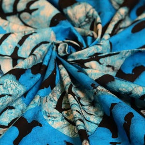 Blue hand printed Ghana batik fabric, blue block printed adire fabric sold by the yard
