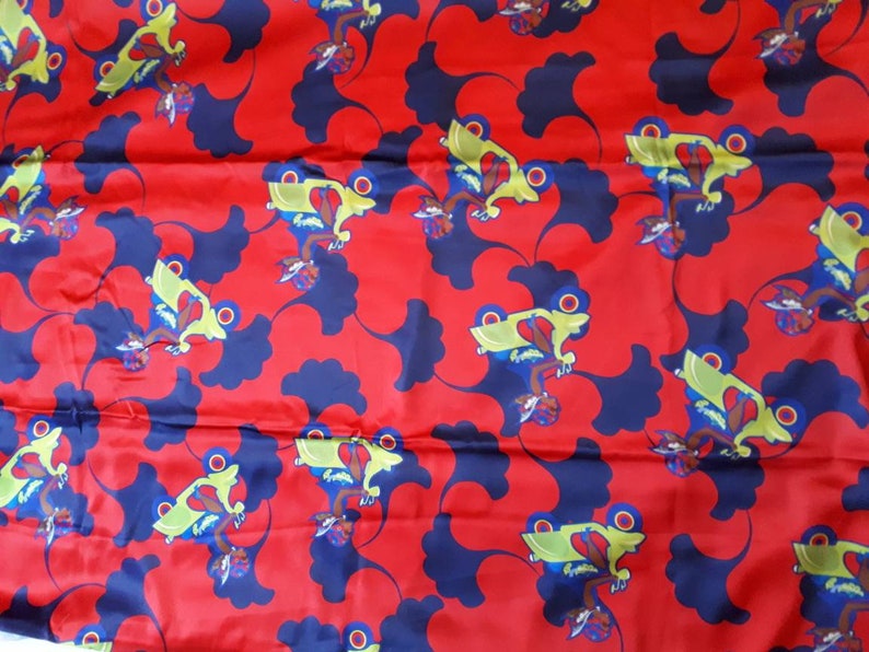 African Cloth scooter print Poly Satin Fabric Fabric by the yard Headwrap African Print Satin Ankara flowers Biker girl Red Satin