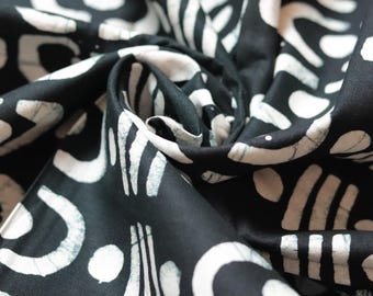 Nigerian Handmade Adire Fabric, Dark Jungle Green & White Geometric Textile