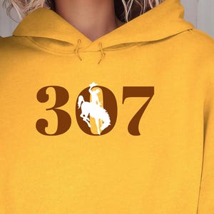 Wyoming Bronco 307 zware mix hoodie, bronco-sweater, Wyoming State Pride-kleding, cadeau westernpaardliefhebber, hoodie rancher