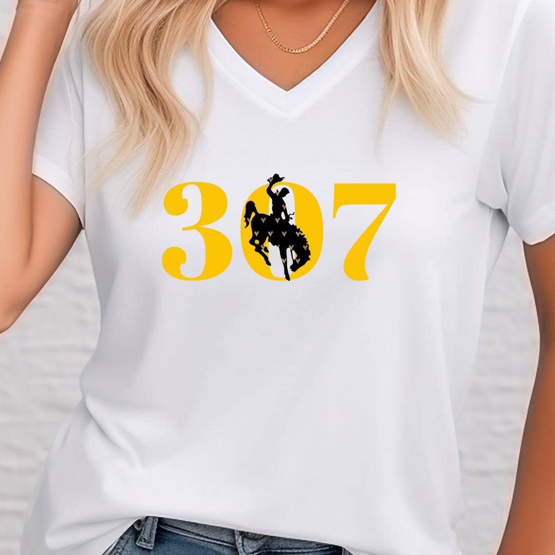Wyoming 307 Area Code Unisex Tee, Short Sleeve V-neck Shirt, Graphic ...
