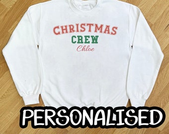 Maglione natalizio personalizzato con nome e maglione natalizio dell'equipaggio natalizio, un regalo festivo per Natale e può essere abbinato