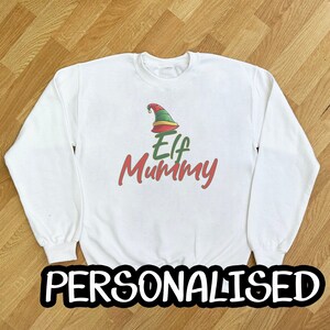 Christmas Sweater Personalised with Name, Elf Design Christmas Jumper, a Festive Gift For Christmas and can make Matching