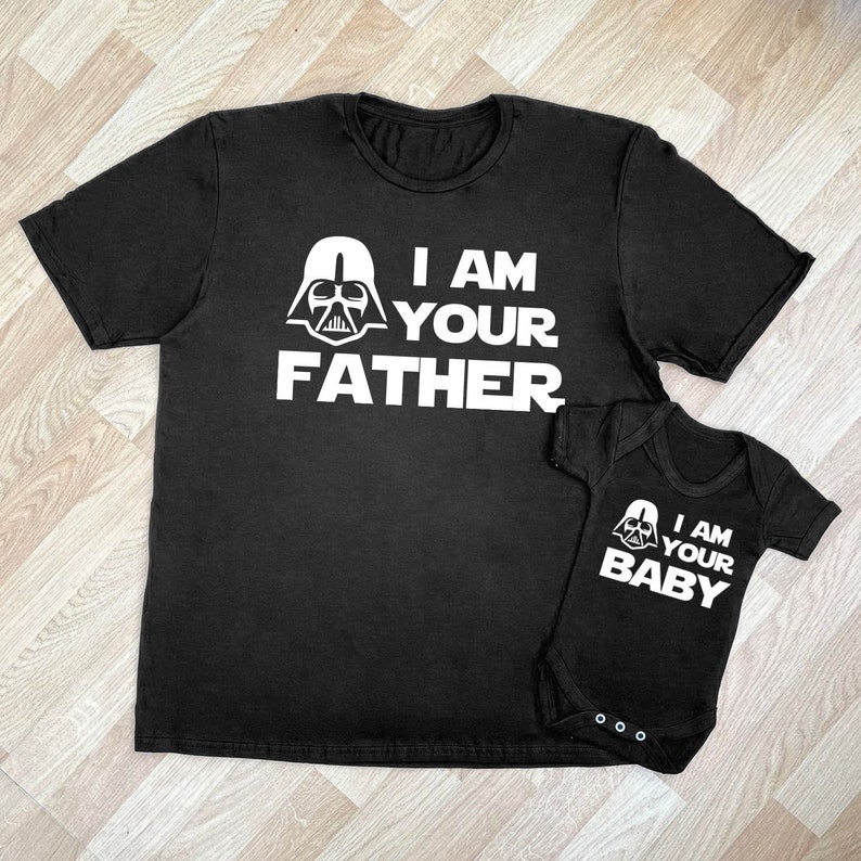 I Am Your Baby and I Am Your Father matching father baby gift set, baby boy and baby girl gift, dad and baby match, dad gift, gift image 1