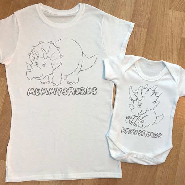 Babysaurus & Mummysaurus -  matching mother and baby gift set, baby bodysuit and mum tshirt, baby gift set, matching mum baby set, matching
