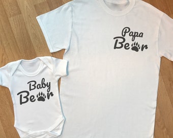 Baby Bear & Papa Bear Paws - matching father baby gift set, baby boy and baby girl gift, dad and baby match, dad gift, gift for daddy