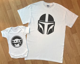 Mandalorian & Baby Yoda - juego de regalo para bebés para padres a juego, regalo para bebés y niñas, para papás y bebés, regalos para papás, regalos para papá