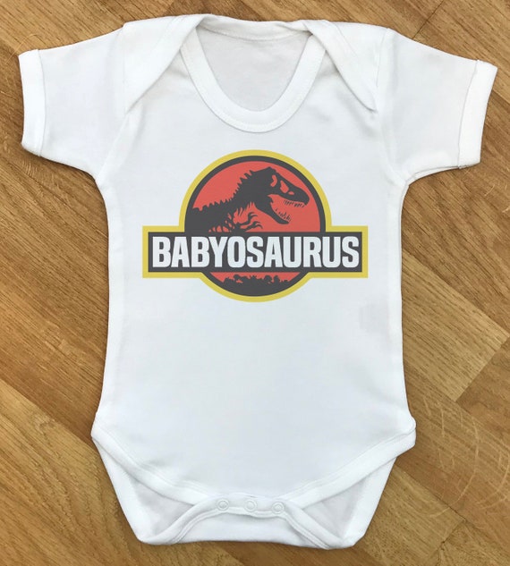 Babyosaurus baby bodysuit, baby gift, baby baby grow, baby body suit, baby gift, baby present, babygrow, baby - WHITE