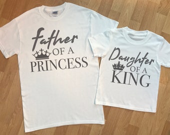 VaterPrinzessin Tochter König - passendes Vater und Baby / Kinder Geschenk Set, Baby T Shirt und Papa Tshirt, Kinder T Shirt und Papa T Shirt