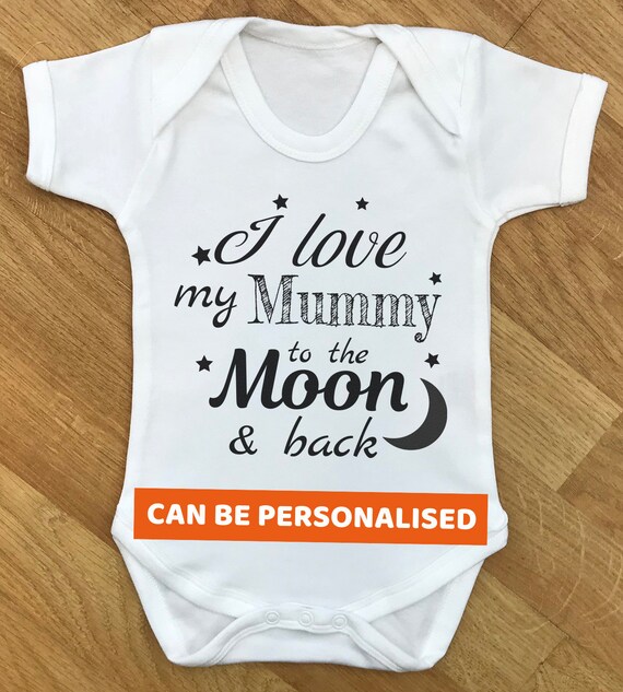 I Love My Mummy To The Moon & Back - baby bodysuit, baby gift, baby grow, baby body suit, baby gift, baby present, babygrow, baby - WHITE