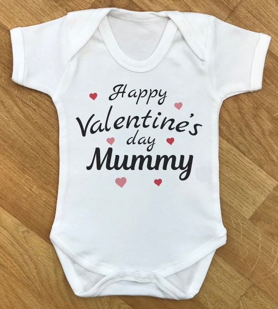 Happy Valentines Day Mummy baby bodysuit, baby gift, baby baby grow, baby body suit, baby gift, baby present, babygrow, baby - WHITE