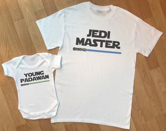 Young Padawan & Jedi Master - matching baby gift set, matching father baby gift set, dad and baby match, dad gift, gift