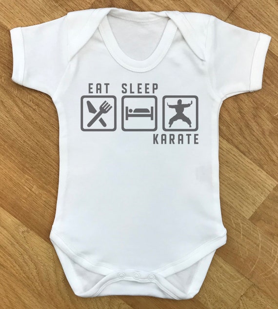 Eat Sleep Karate baby bodysuit baby gift, baby grow, baby body suit, baby gift, baby present, babygrow, baby clothing, baby gift clothing