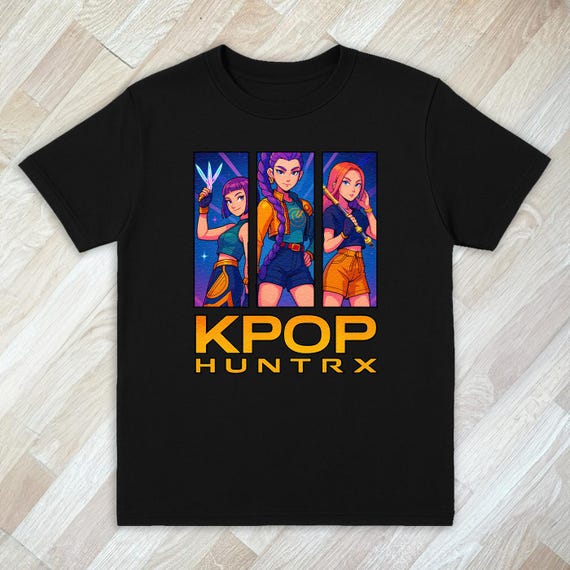 Kpop demon hunters inspired t-shirt - Huntrix K-Pop Anime Inspired T-Shirt - Korean Super Girls Aesthetic - Unisex Kids & Adults Top