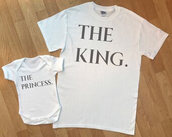 The King The Princess matching father baby gift set, baby boy and baby girl gift, dad and baby matching shirt, dad gift, gift for daddy - WH